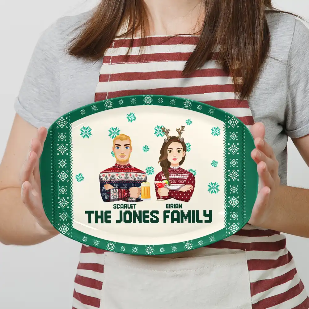 Flat Art Family Grandparents, Parents, Kids, Friends - Personalized Plate - Image 3