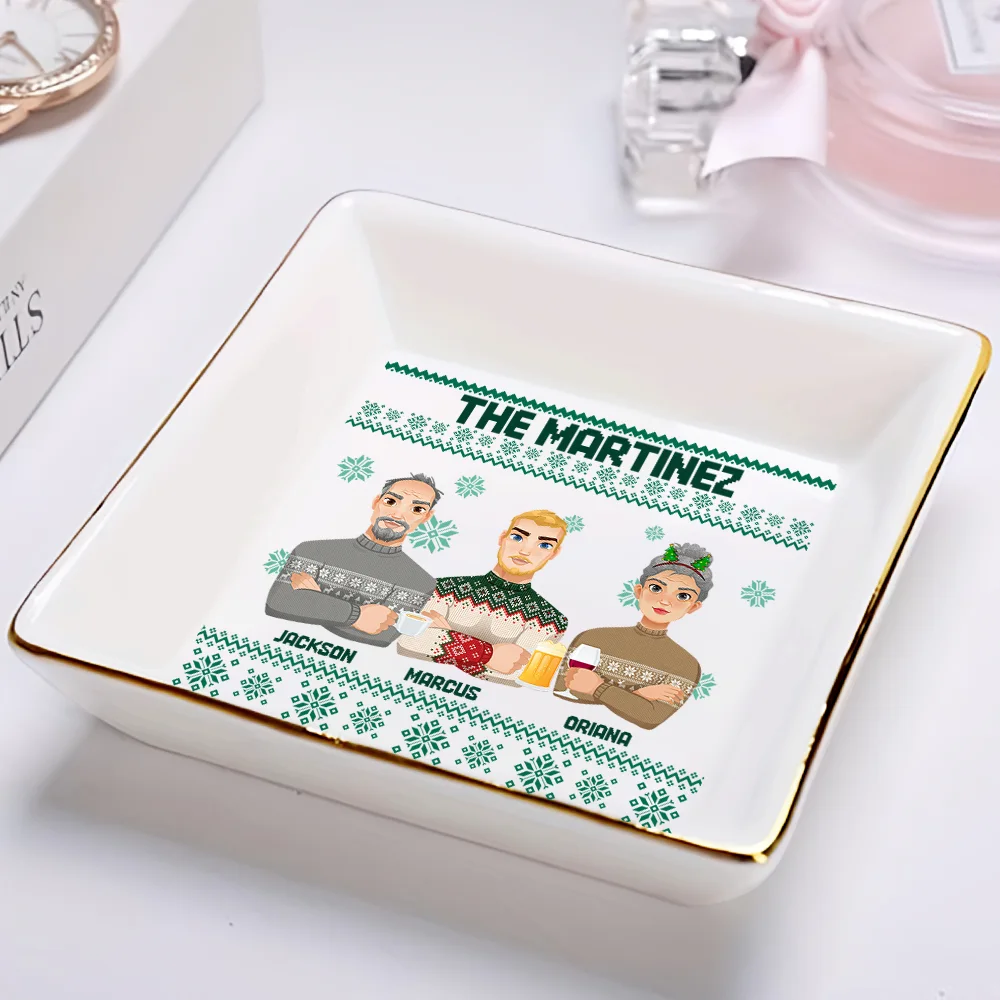 Flat Art Family Grandparents, Parents, Kids, Friends - Personalized Ring Dish - Image 2
