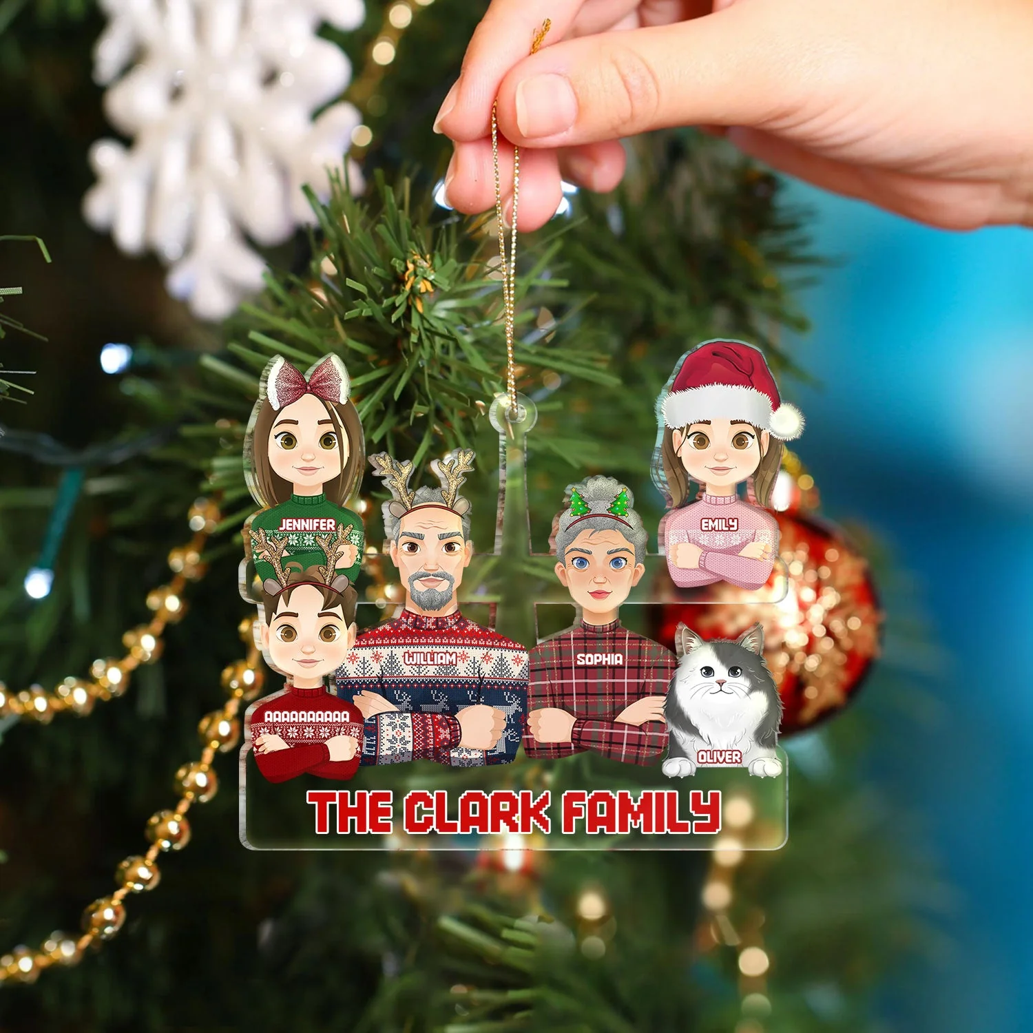 Flat Art Semi-real Pet - Christmas Gift For Family, Couple, Parents, Grandparents, Dog, Cat Lovers - Personalized Cutout Acrylic Ornament - Image 4