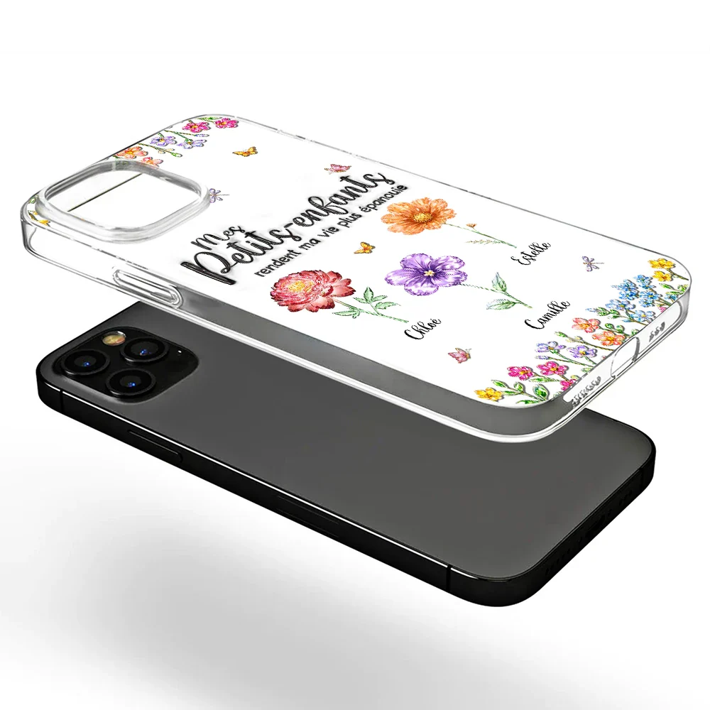 Fleurs De Naissance Mes Petits-Enfants - Impression Effet 3D Gonflé - Coque Transparente Personnalisée - Image 5