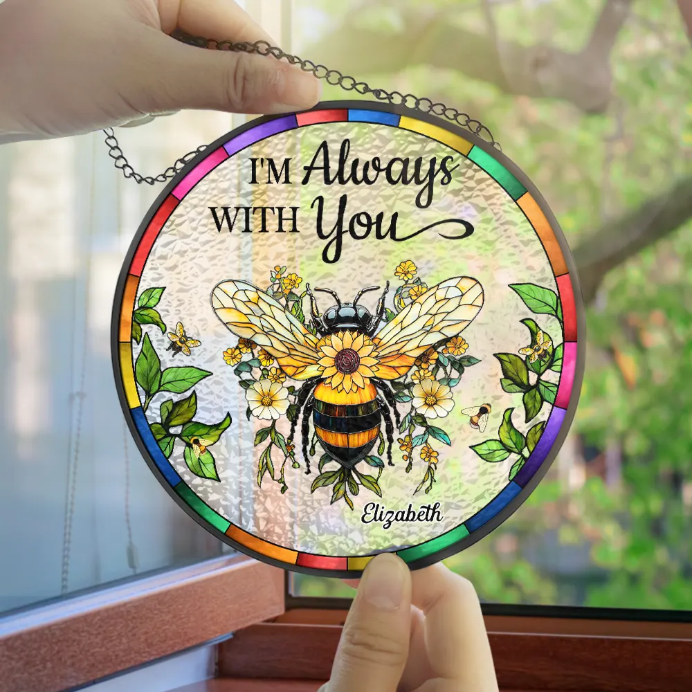 Floral Art Memorial I'm Always With You - Personalized Stained Glass Window Hanging Suncatcher - Image 4