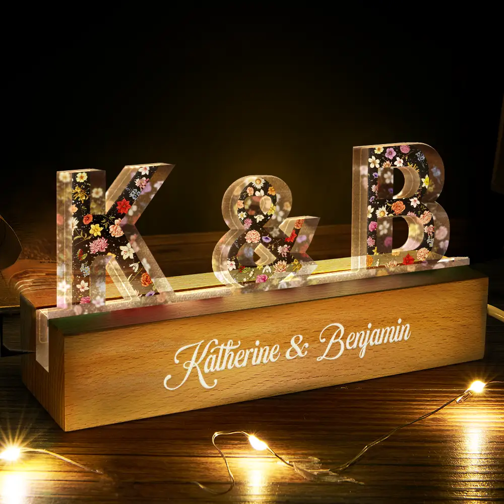 Floral Letter Mom Dad Family Love - Personalized Custom Shaped LED Light - Image 3