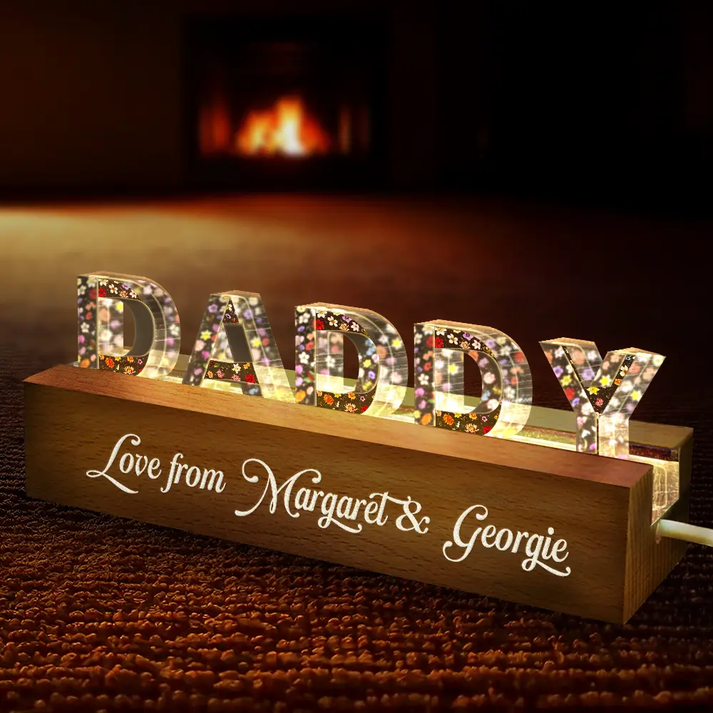 Floral Letter Mom Dad Family Love - Personalized Custom Shaped LED Light - Image 4