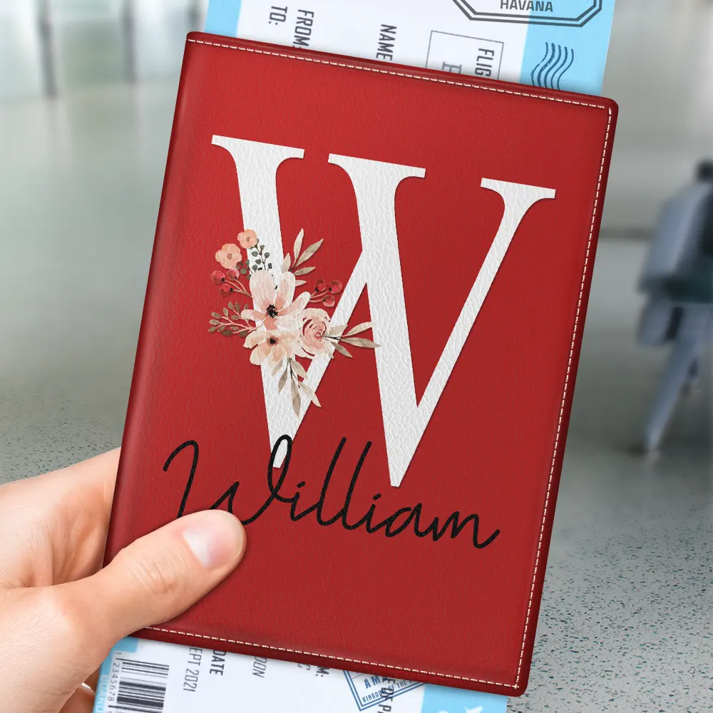 Floral Monogram - Personalized Passport Cover, Passport Holder - Image 3