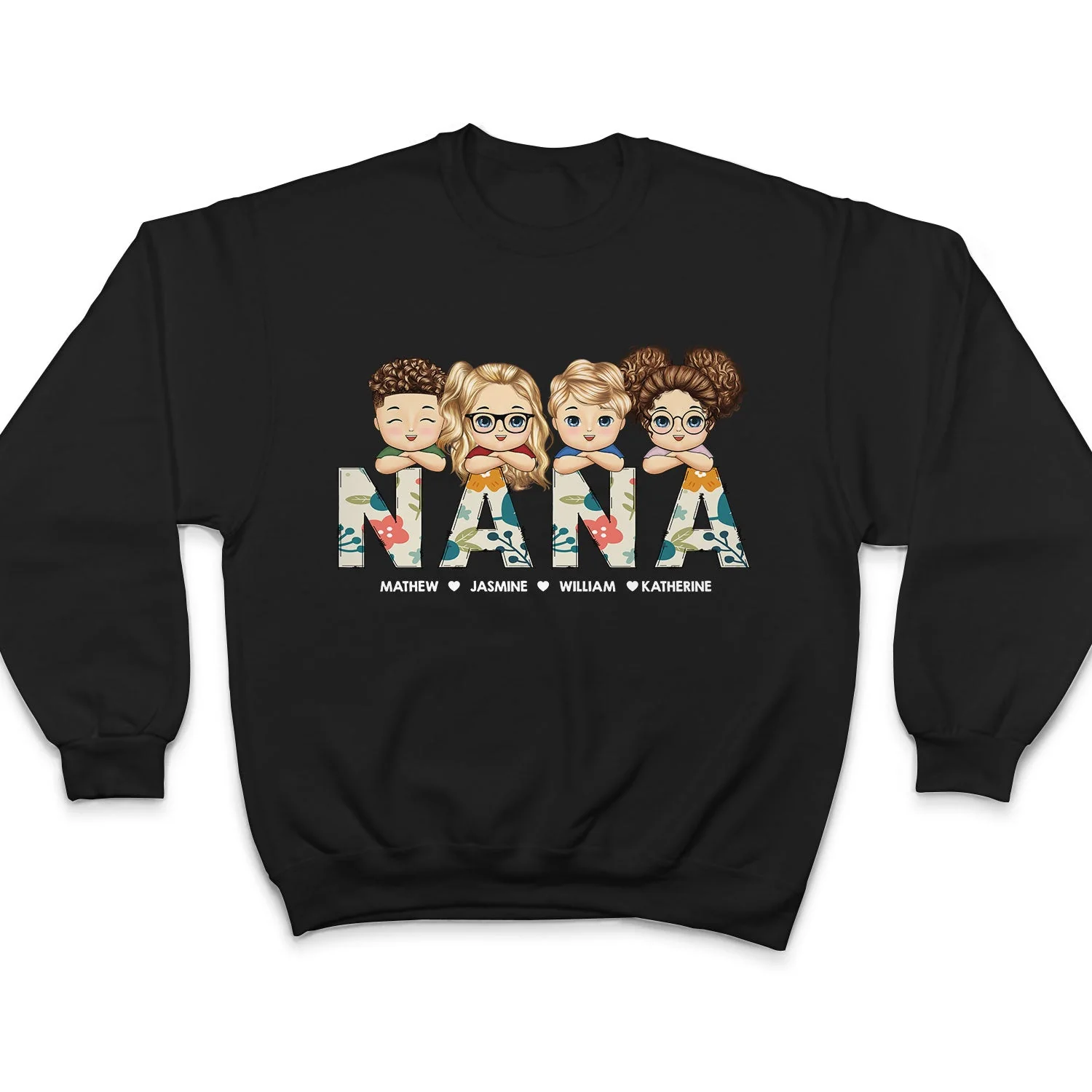 Floral Nana Title - Loving Gift For Mom, Mother, Mama, Grandma, Grandmother - Personalized T Shirt - Image 5