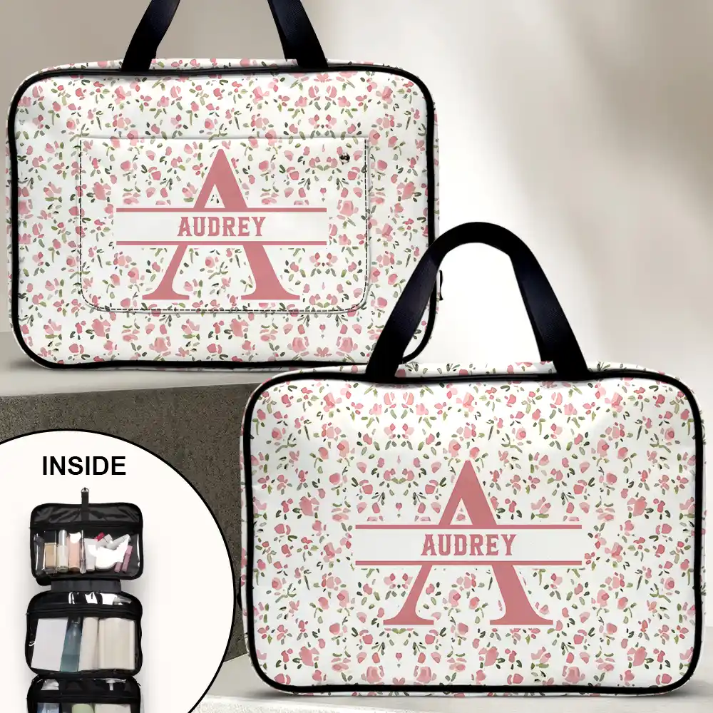 Floral Women Travel Bag Monogram - Personalized Toiletry Bag