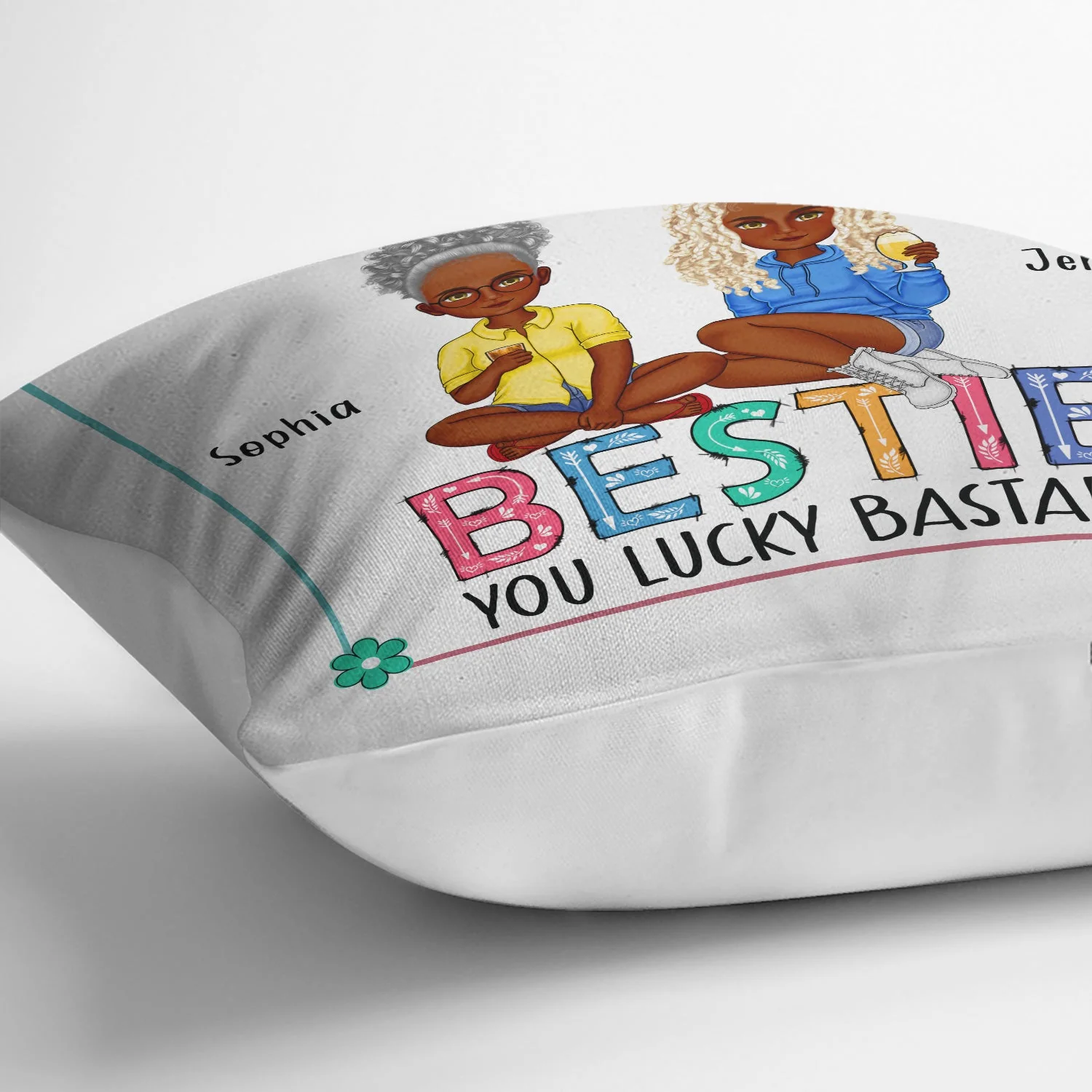 Flower Bestie Congrats On Being My Bestie - Gift For Bestie - Personalized Pillow - Image 3