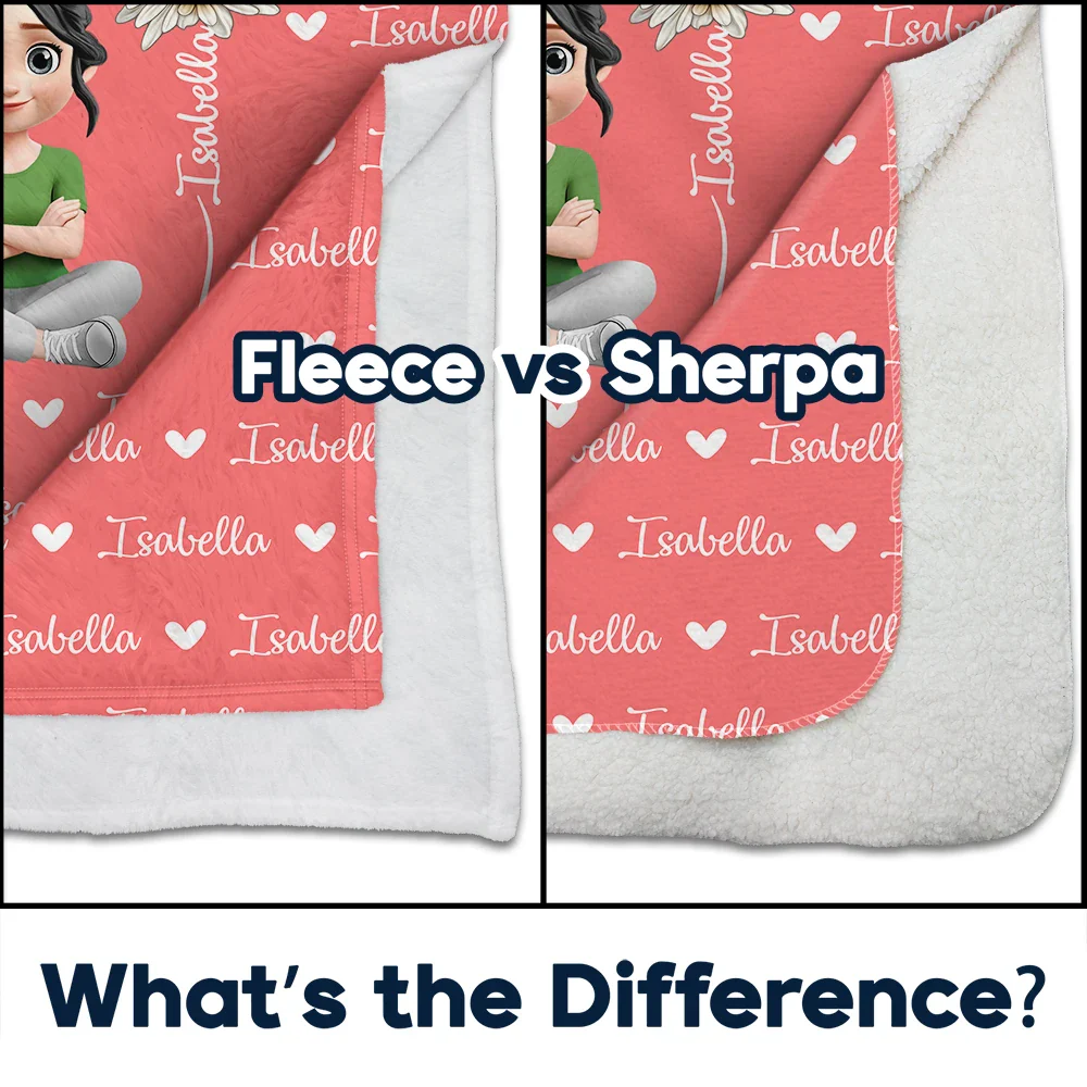 Flower Birth Month & Name Cute 3D Version - Personalized Fleece Blanket, Sherpa Blanket - Image 4