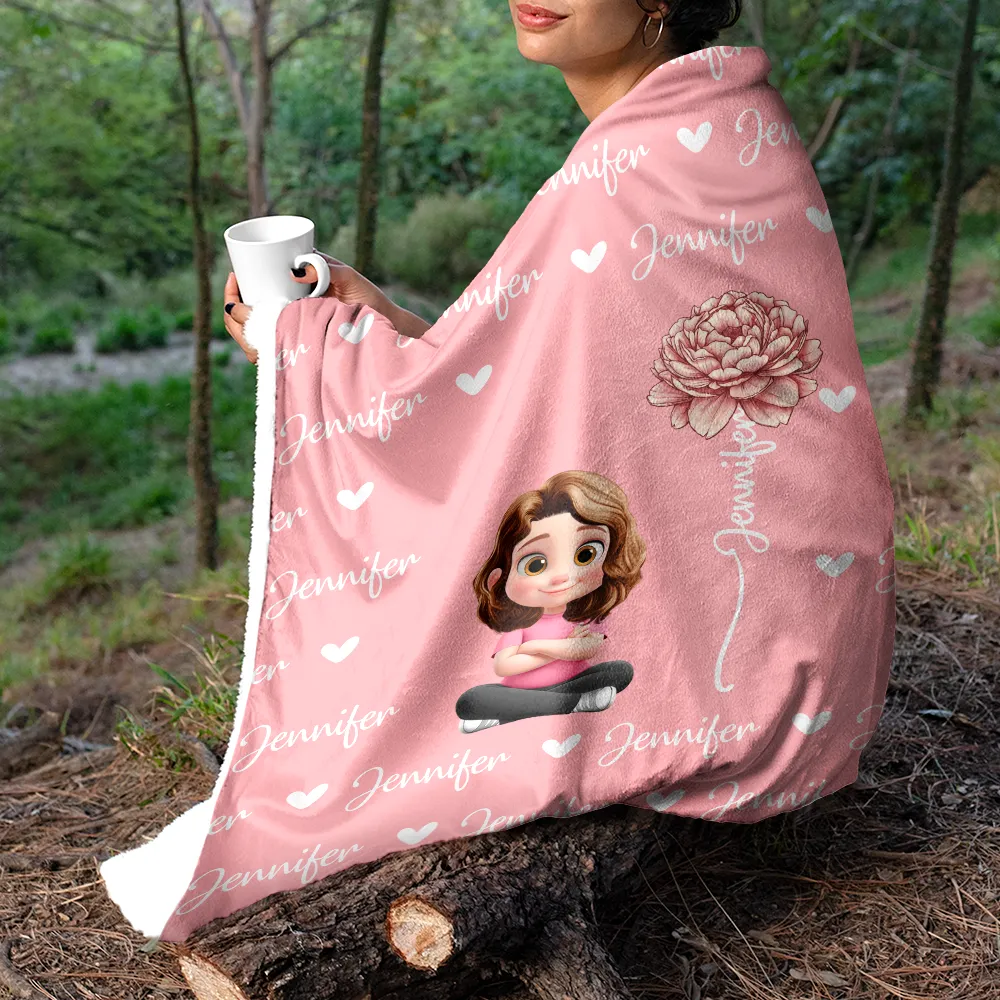 Flower Birth Month & Name Cute 3D Version - Personalized Fleece Blanket, Sherpa Blanket - Image 5