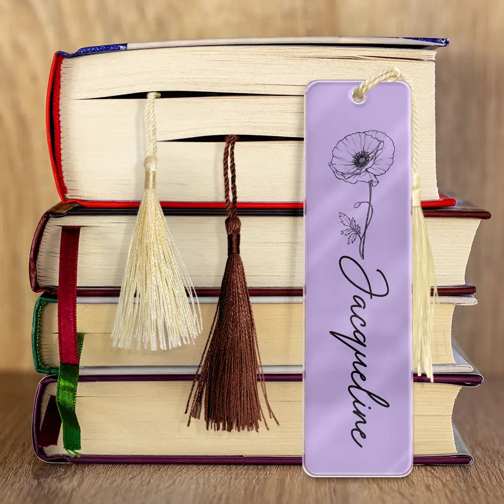 Flower Birth Month & Name - Personalized Acrylic Bookmark - Image 4