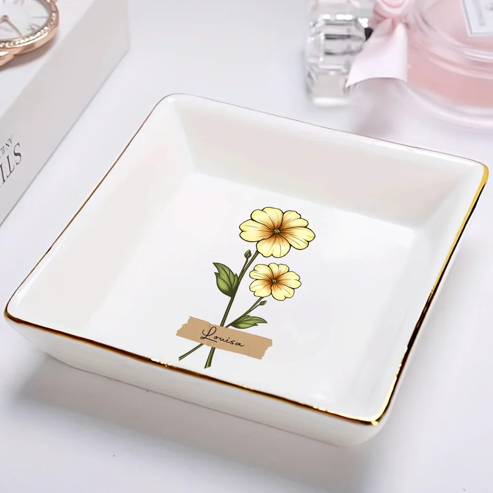 Flower Bunch Women Bestie Sister - Personalized Ring Dish - Image 2
