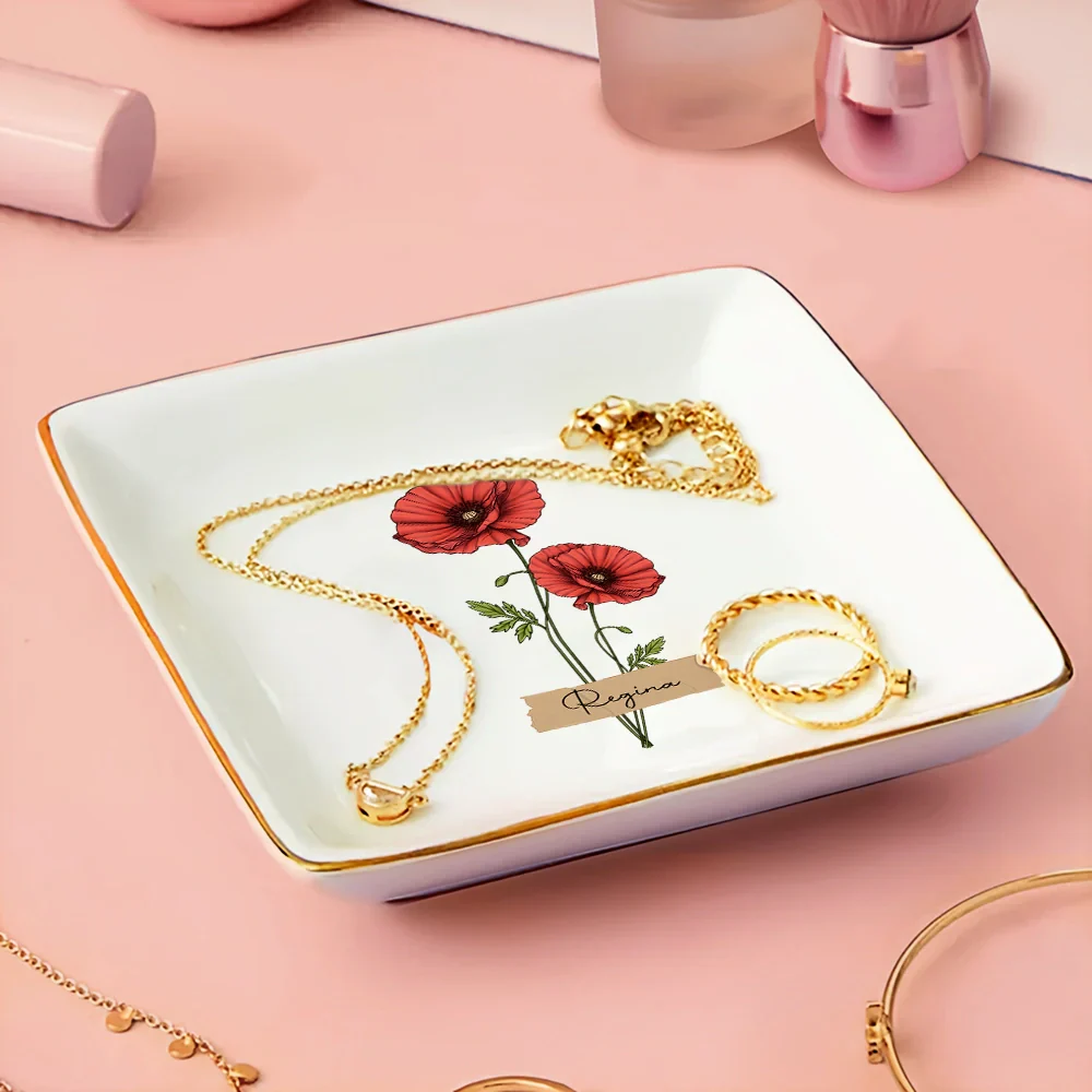 Flower Bunch Women Bestie Sister - Personalized Ring Dish - Image 3