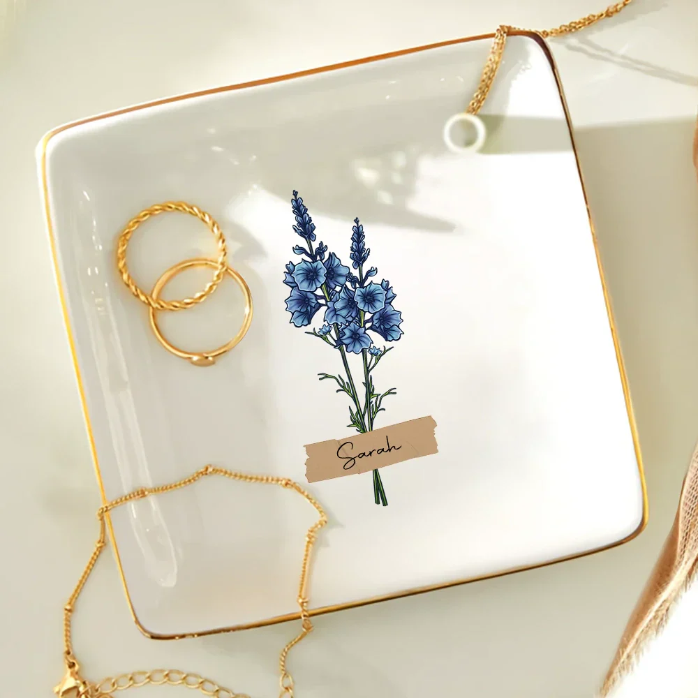Flower Bunch Women Bestie Sister - Personalized Ring Dish - Image 4