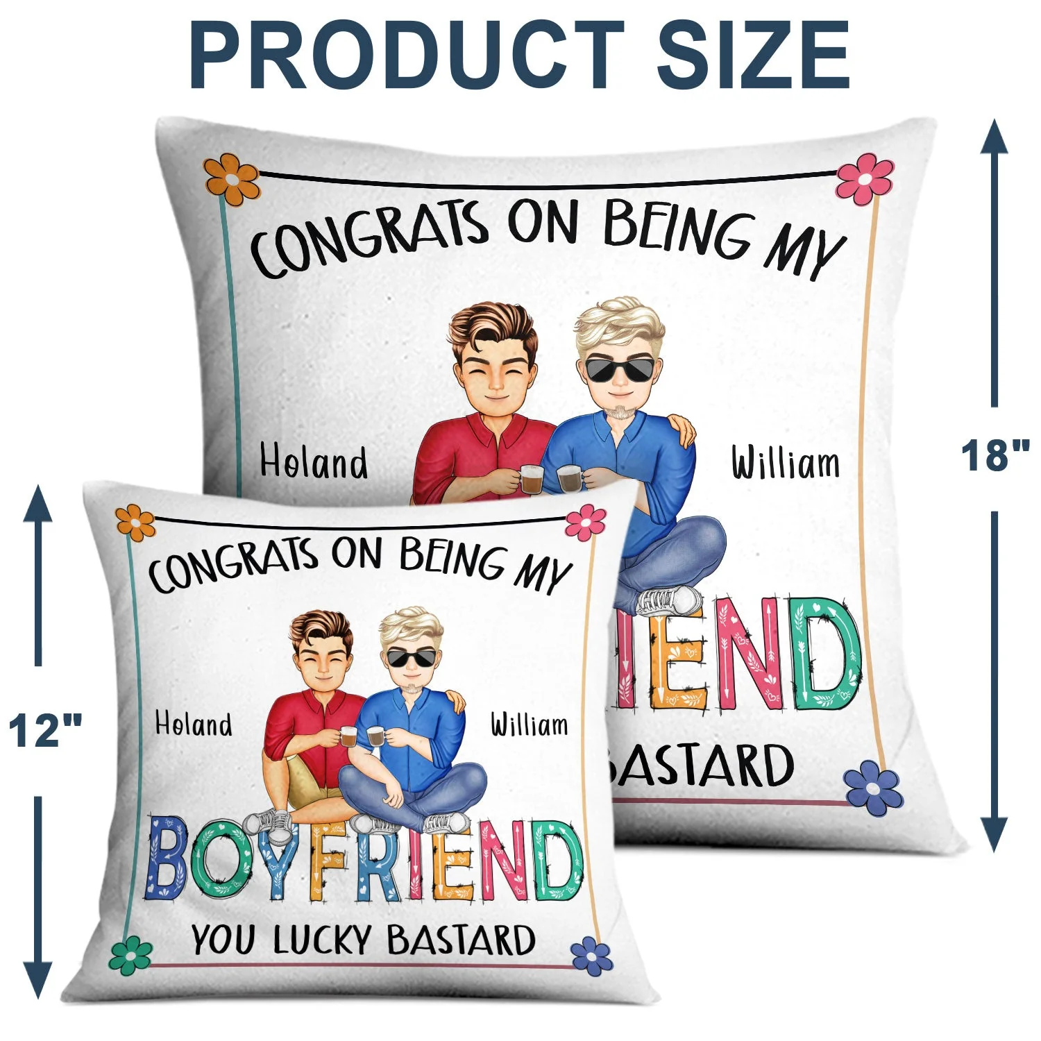 Flower Couple Congrats On Being My Husband - Gift For Couples - Personalized Pillow - Image 4