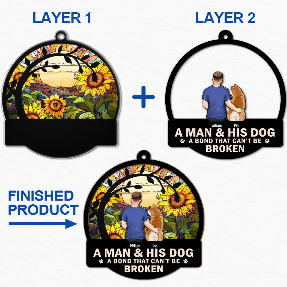 Flower Field A Girl And Her Dog And Cat - Personalized 2-Layered Mix Ornament - Image 6