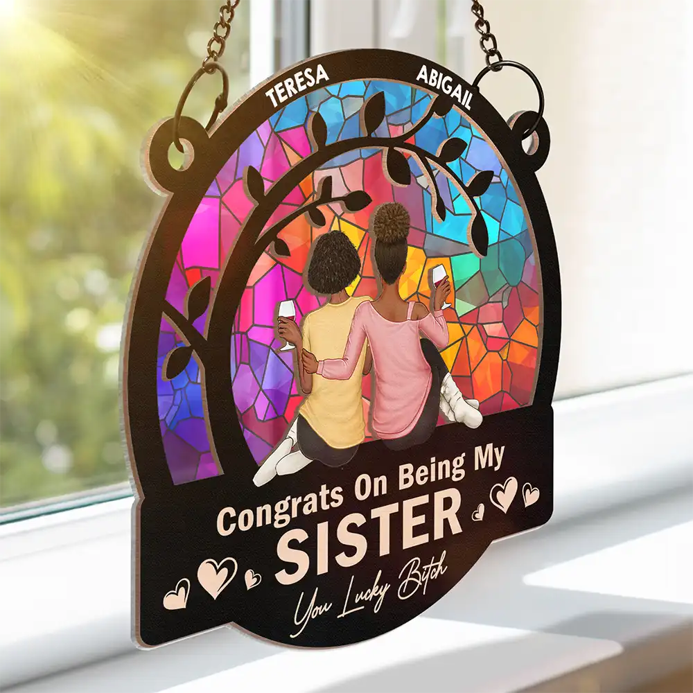 Flower Field Congrats On Being My Bestie - Personalized Window Hanging Suncatcher Ornament - Image 3