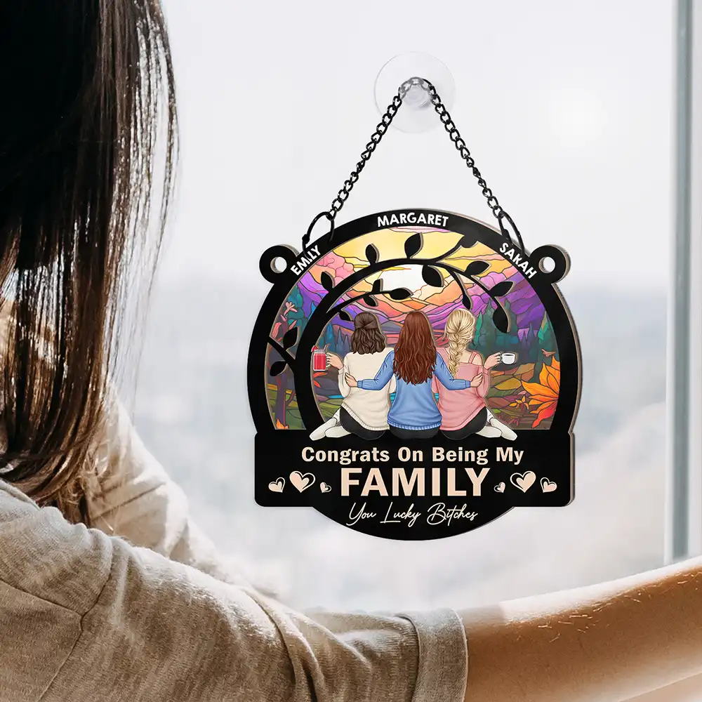 Flower Field Congrats On Being My Bestie - Personalized Window Hanging Suncatcher Ornament - Image 4