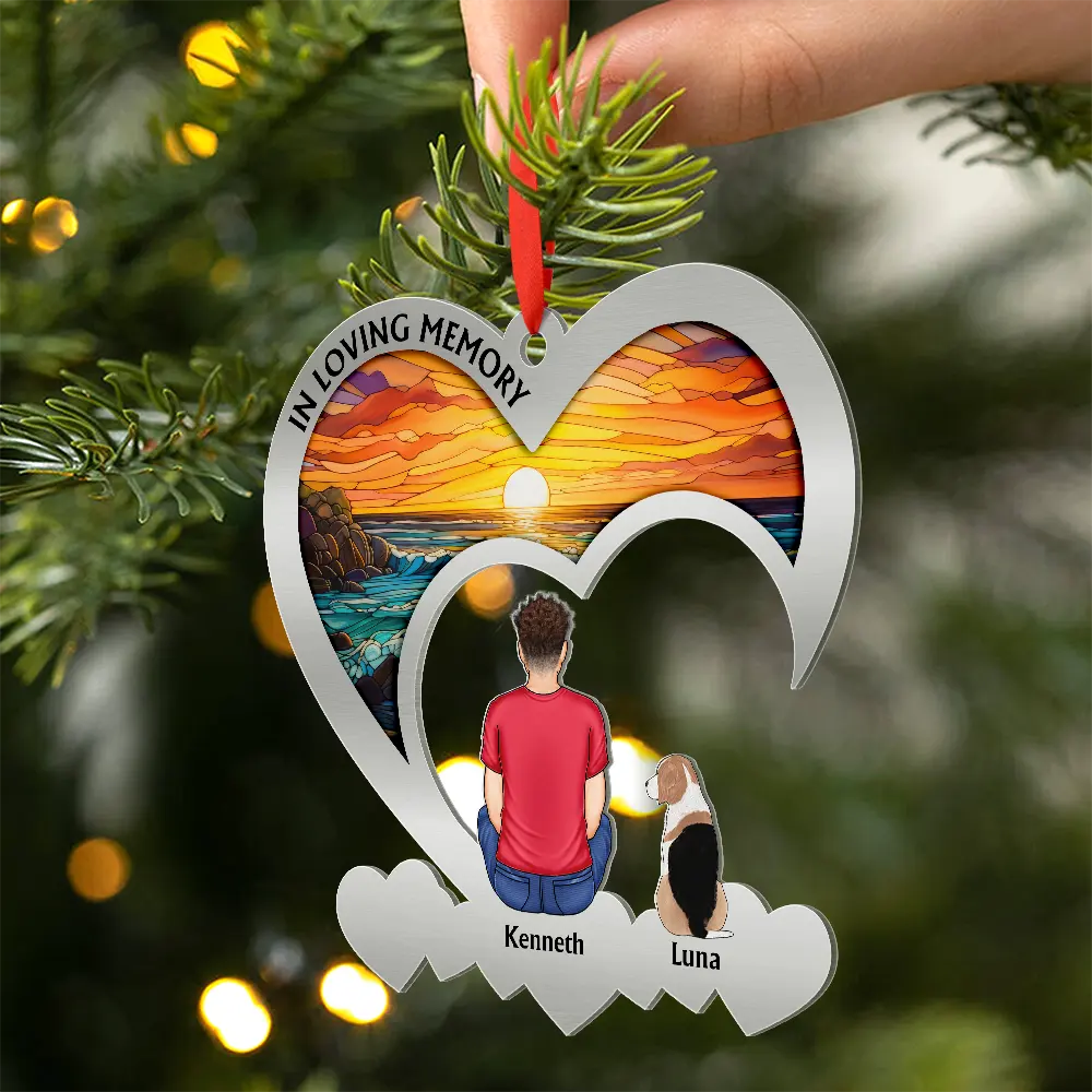 Flower Field You Left Paw Prints Forever On My Heart - Personalized Metal Ornament - Image 2