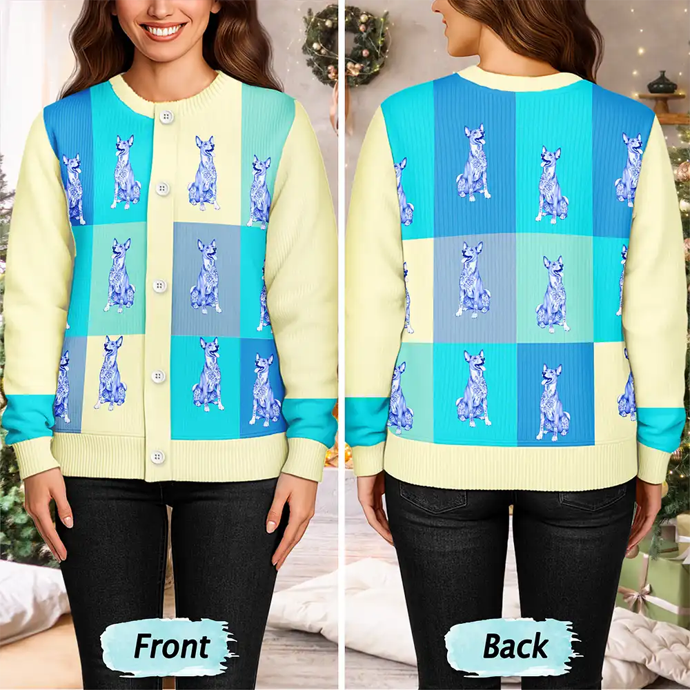 Flowers Toile Dog - Personalized Cardigan - Image 4