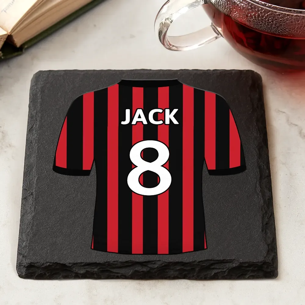 Football Shirt Dad Grandpa Kid - Personalized Slate Coaster - Image 2