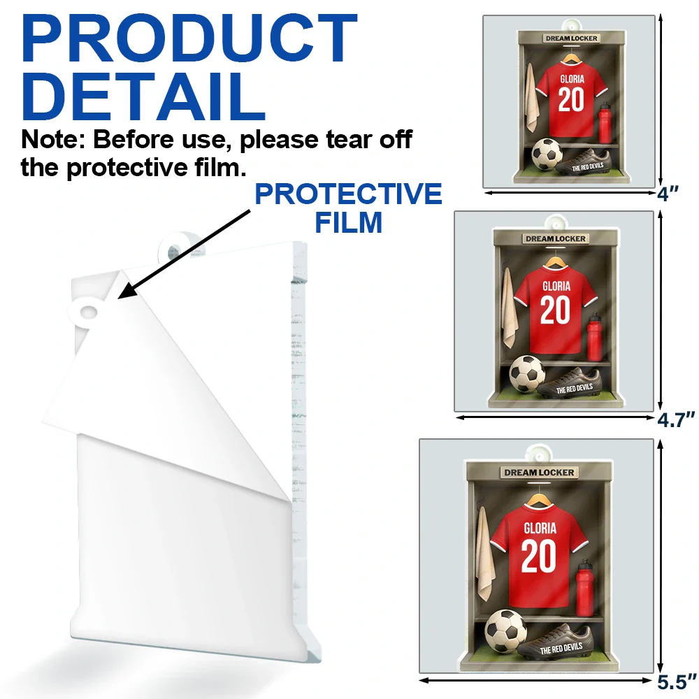 Football Soccer Locker 3D Effect - Personalized Custom Shaped Acrylic Ornament - Image 7