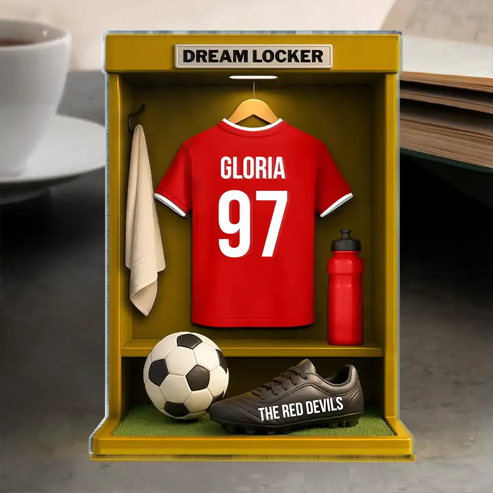 Football Soccer Locker 3D Effect - Personalized Custom Shaped Acrylic Plaque - Image 4