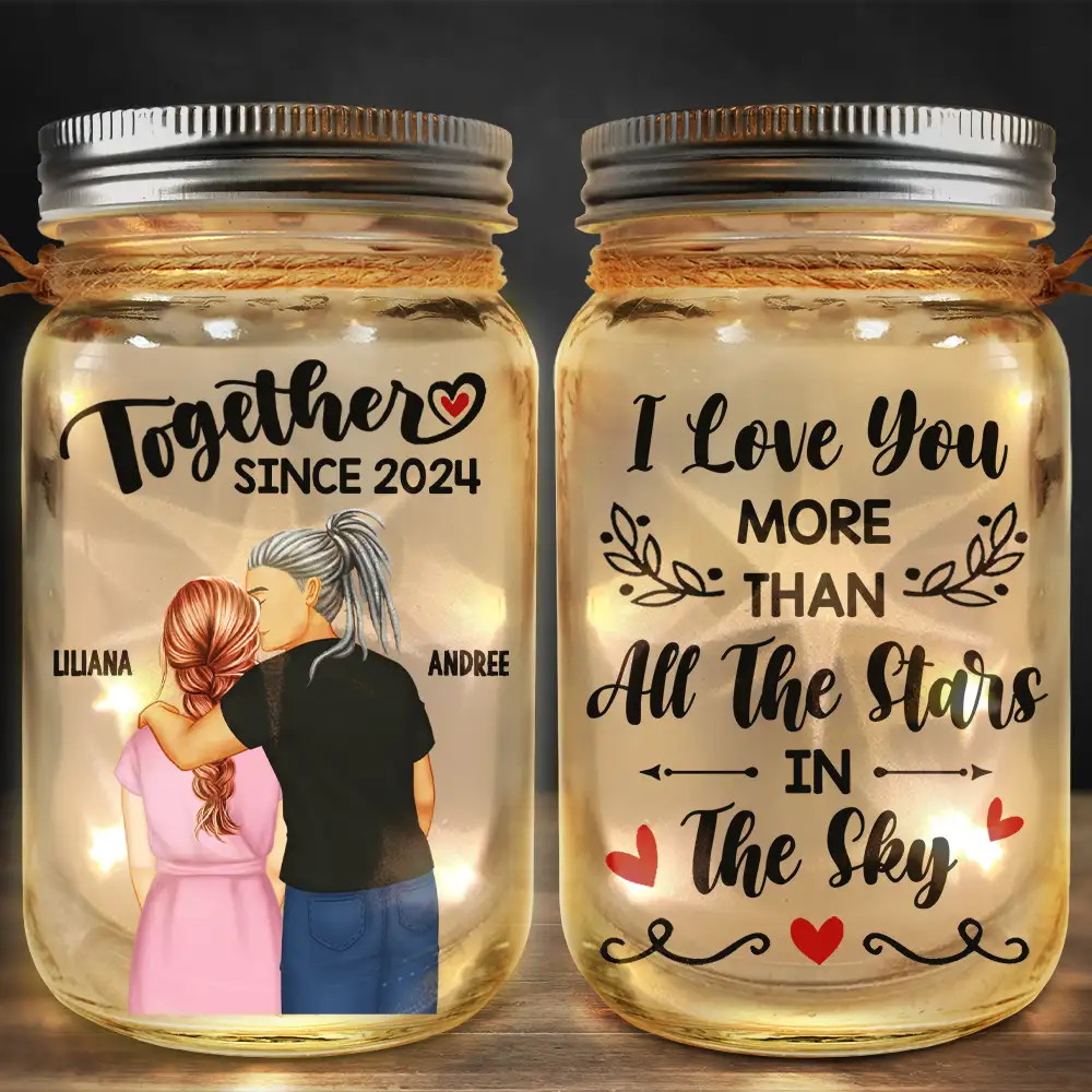 Forehead Kissing Couple Our Memories Are Countless Our Love Is Endless - Personalized Mason Jar Light - Image 3