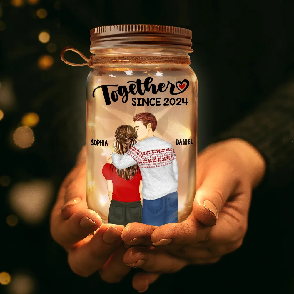 Forehead Kissing Couple Our Memories Are Countless Our Love Is Endless - Personalized Mason Jar Light - Image 4