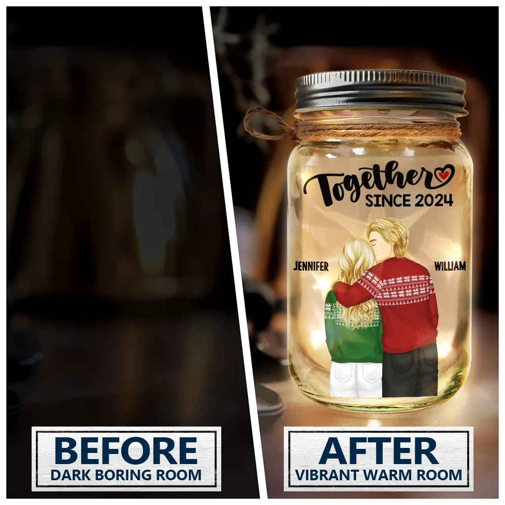 Forehead Kissing Couple Our Memories Are Countless Our Love Is Endless - Personalized Mason Jar Light - Image 5