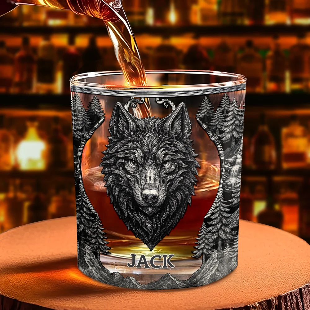 Forest Alpha Wolf Favorite Spirit Is Whiskey - Personalized Whiskey Glass - Image 4