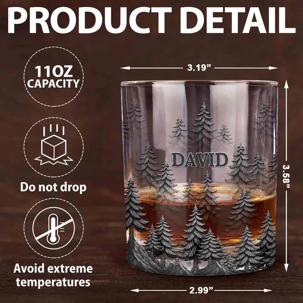 Forest & Clouds Camping Vibe Nature Inspired - Personalized Whiskey Glass - Image 5