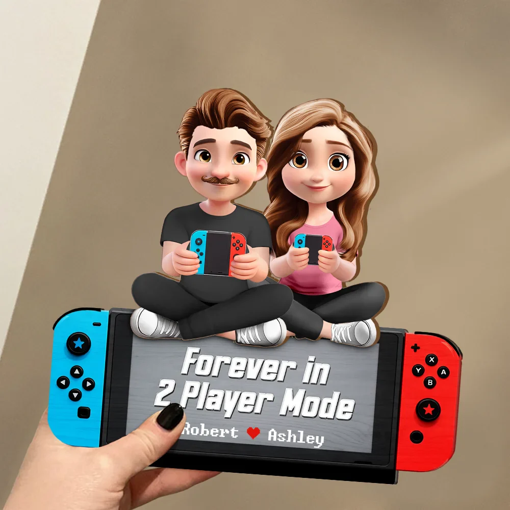 Forever In 2 Player Mode - Personalized Custom Shaped 2-Layered Wooden Plaque - Image 3