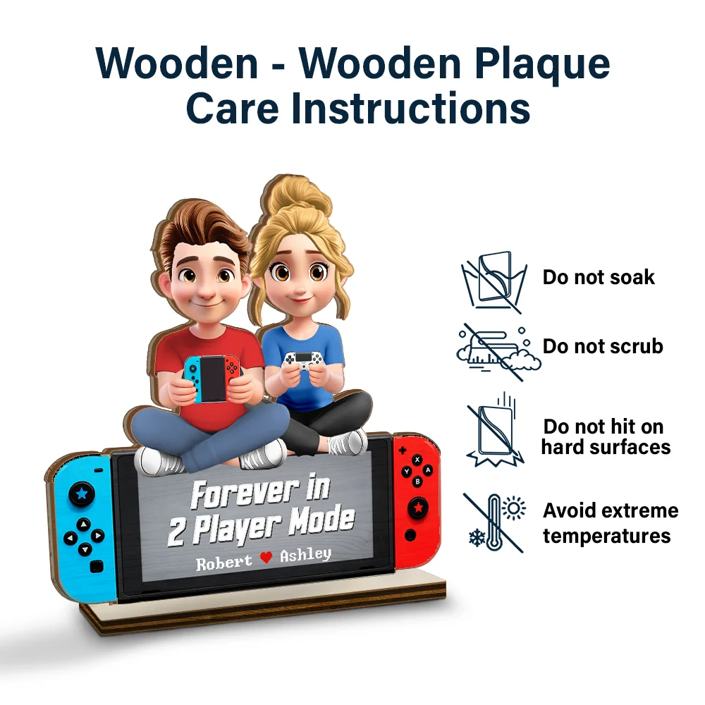 Forever In 2 Player Mode - Personalized Custom Shaped 2-Layered Wooden Plaque - Image 5