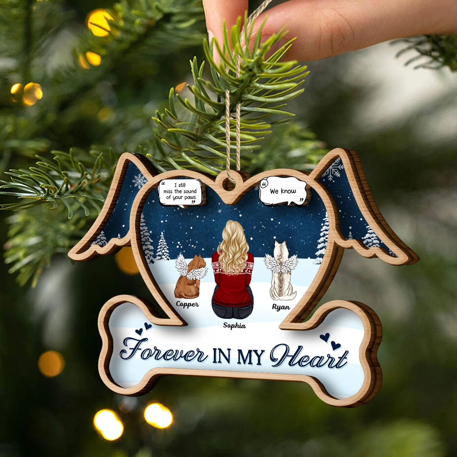 Forever In My Heart - Christmas Memorial Gift For Dog Mom, Dog Dad - Personalized 2-Layered Wooden Ornament - Image 2