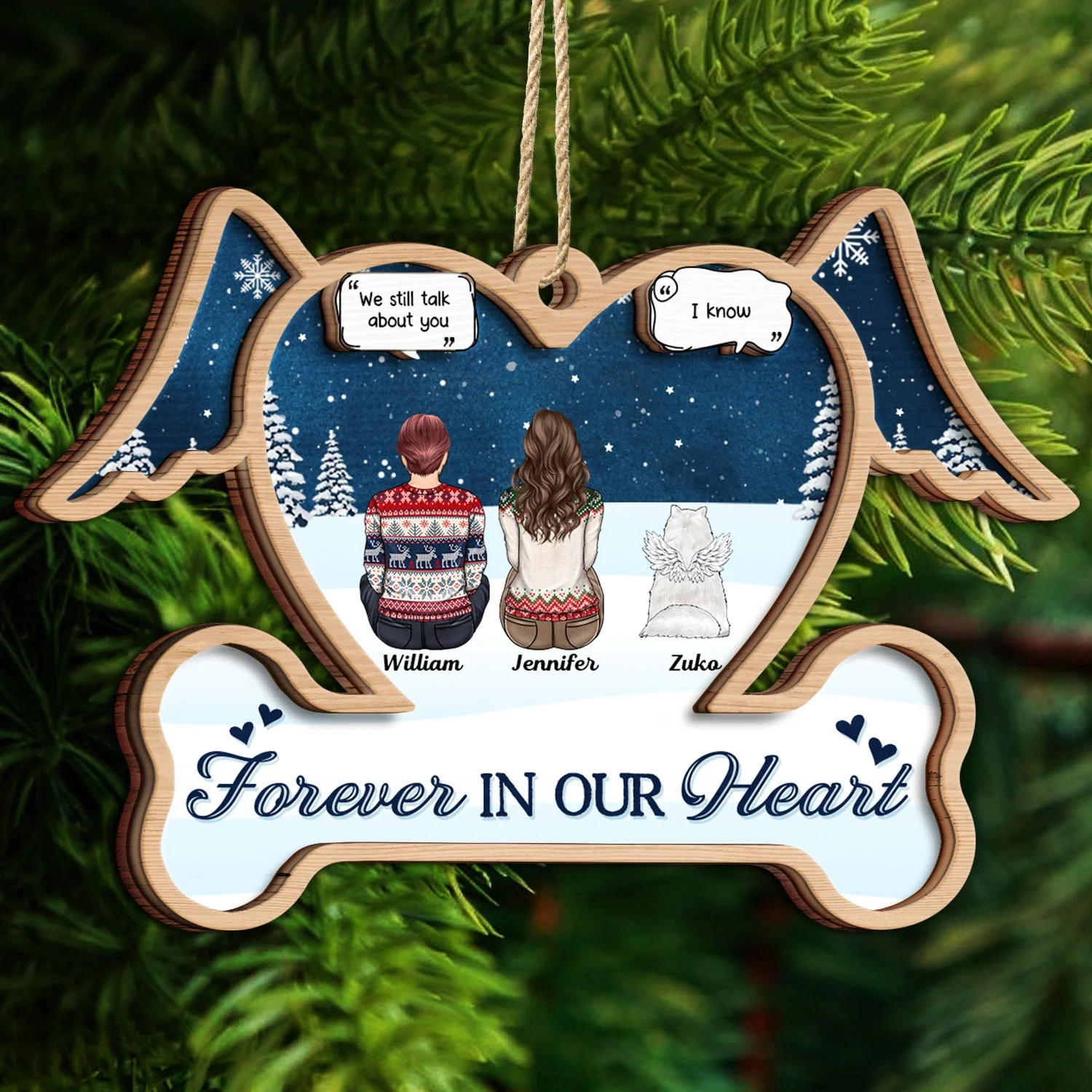 Forever In My Heart - Christmas Memorial Gift For Dog Mom, Dog Dad - Personalized 2-Layered Wooden Ornament - Image 4