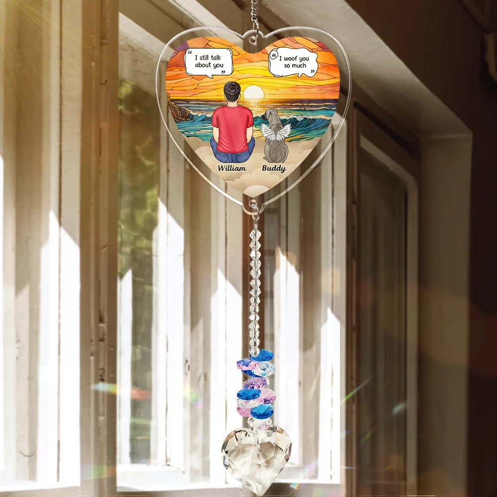 Forever In My Heart I Miss You Memorial Dog Cat - Personalized Heart Crystal Suncatcher - Image 3