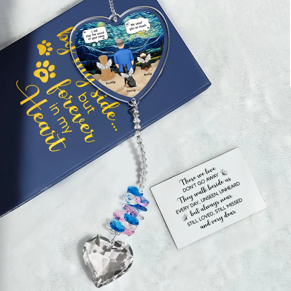 Forever In My Heart I Miss You Memorial Dog Cat - Personalized Heart Crystal Suncatcher - Image 5