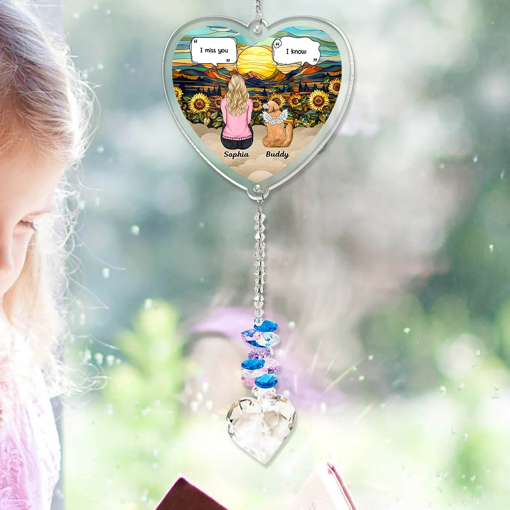 Forever In My Heart I Miss You Memorial Dog Cat - Personalized Heart Crystal Suncatcher - Image 6