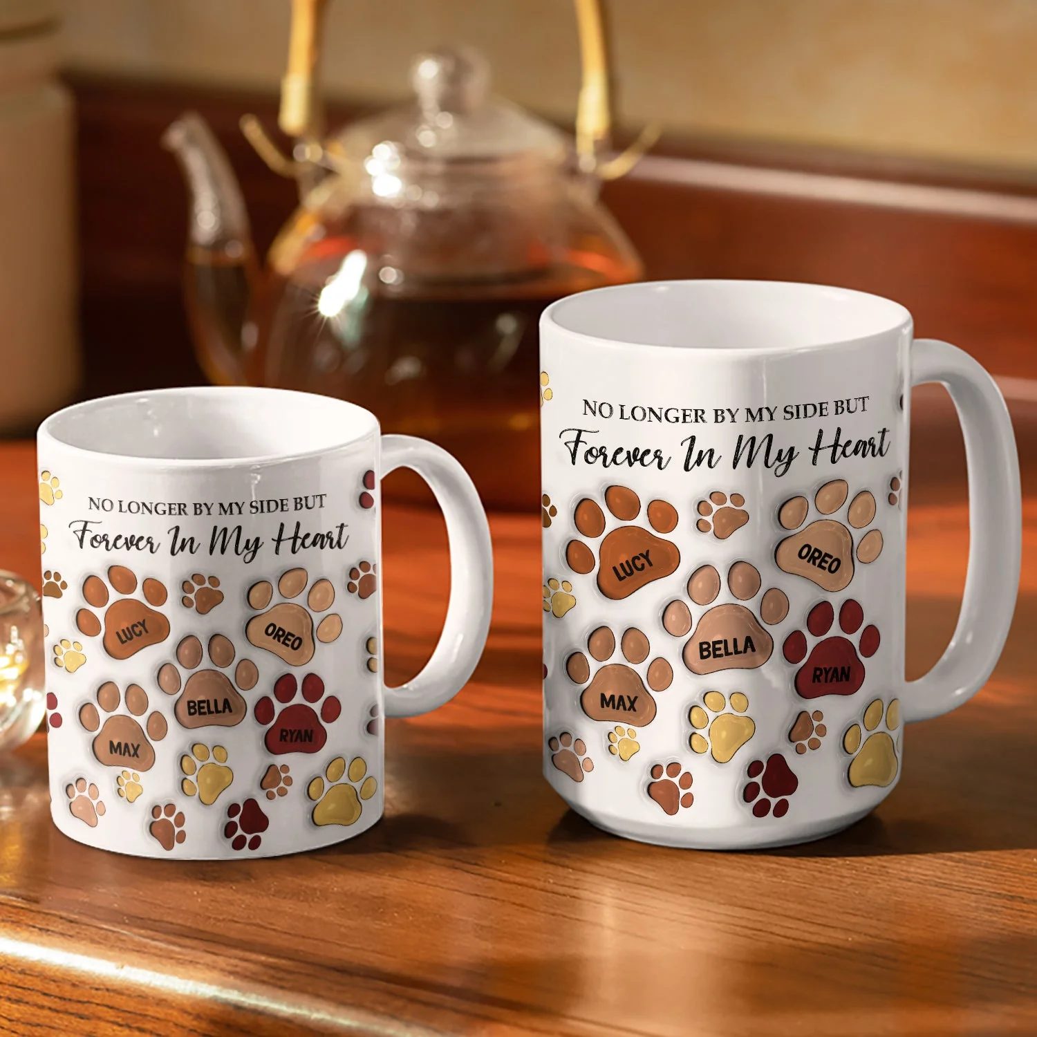 Forever In My Heart - Memorial Gift For Dog Lovers, Cat Lovers - 3D Inflated Effect Printed Mug, Personalized White Edge-to-Edge Mug - Image 3