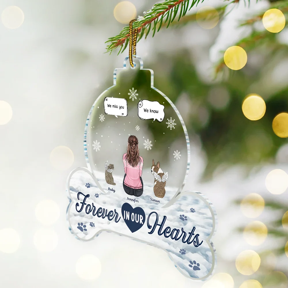 Forever In Our Hearts Pet Memorial - Personalized Custom Shaped Acrylic Ornament - Image 2