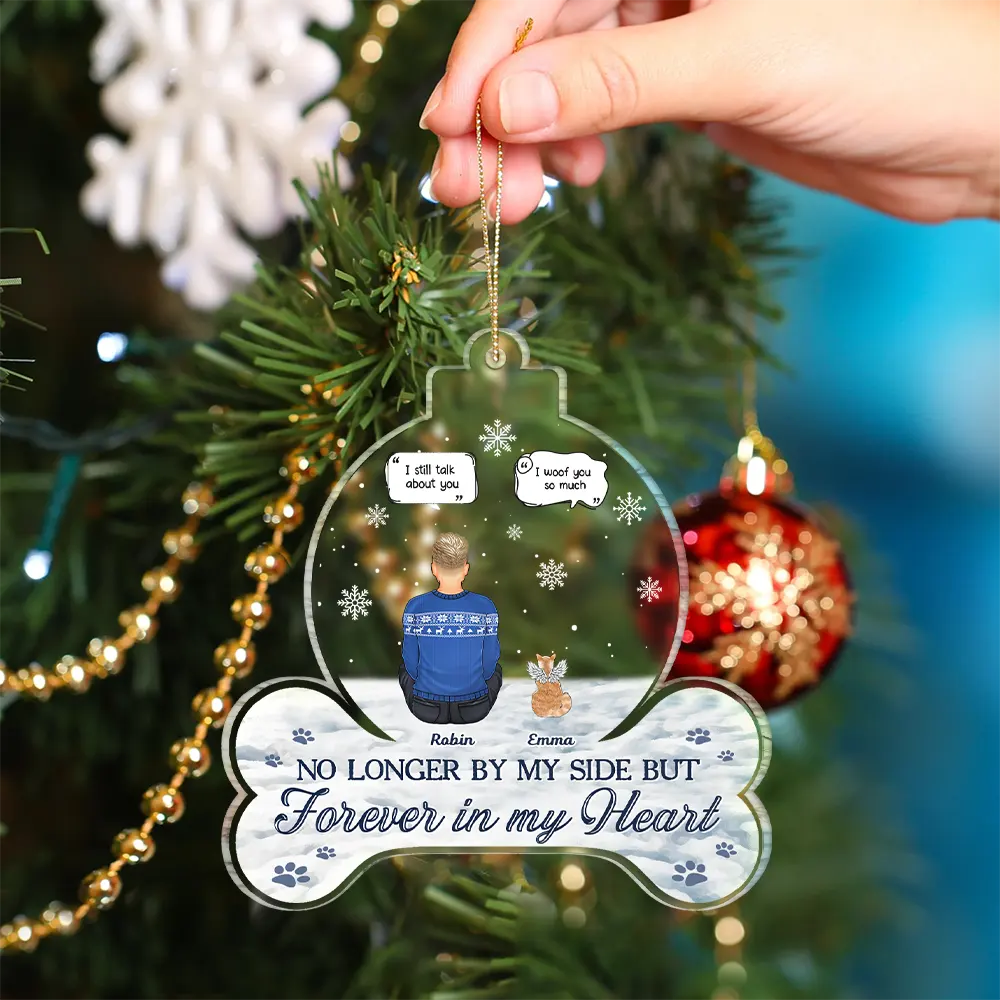 Forever In Our Hearts Pet Memorial - Personalized Custom Shaped Acrylic Ornament - Image 4