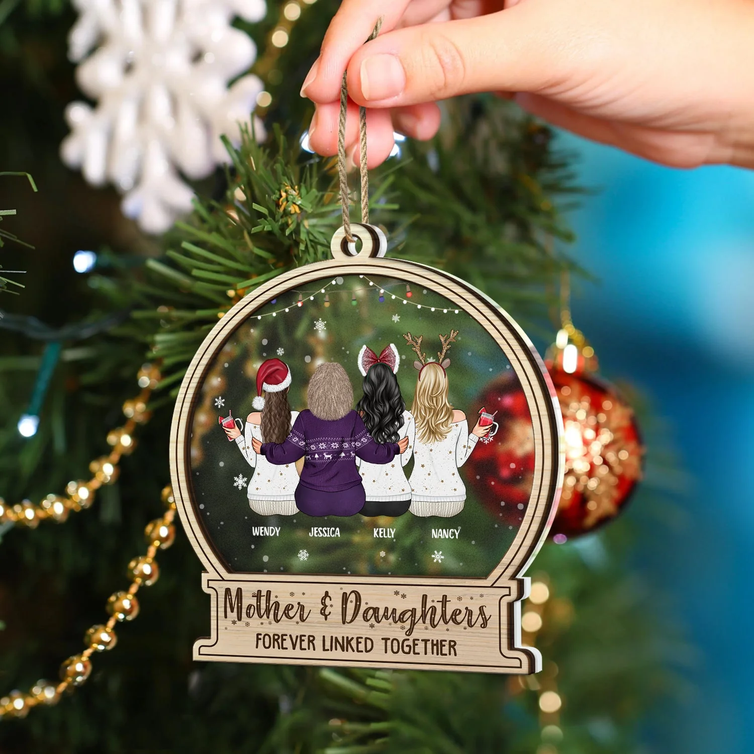 Forever Linked Together - Christmas Gift For Mother Daughter - Personalized 2-Layered Mix Ornament - Image 4