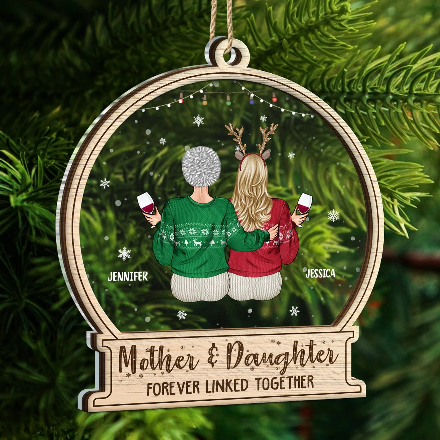 Forever Linked Together - Christmas Gift For Mother Daughter - Personalized 2-Layered Mix Ornament - Image 5