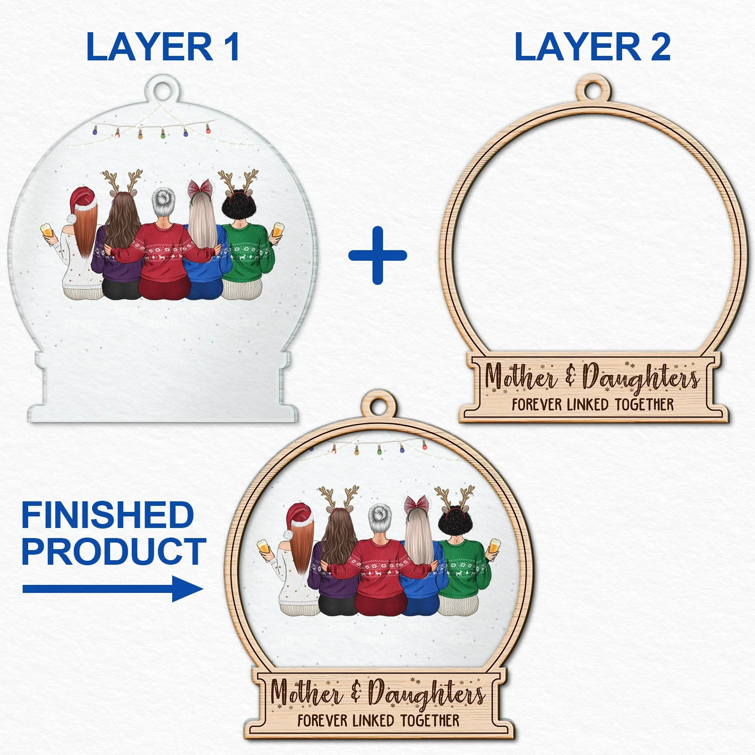 Forever Linked Together - Christmas Gift For Mother Daughter - Personalized 2-Layered Mix Ornament - Image 6