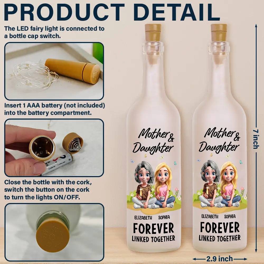 Forever Linked Together - Personalized Bottle Light - Image 4