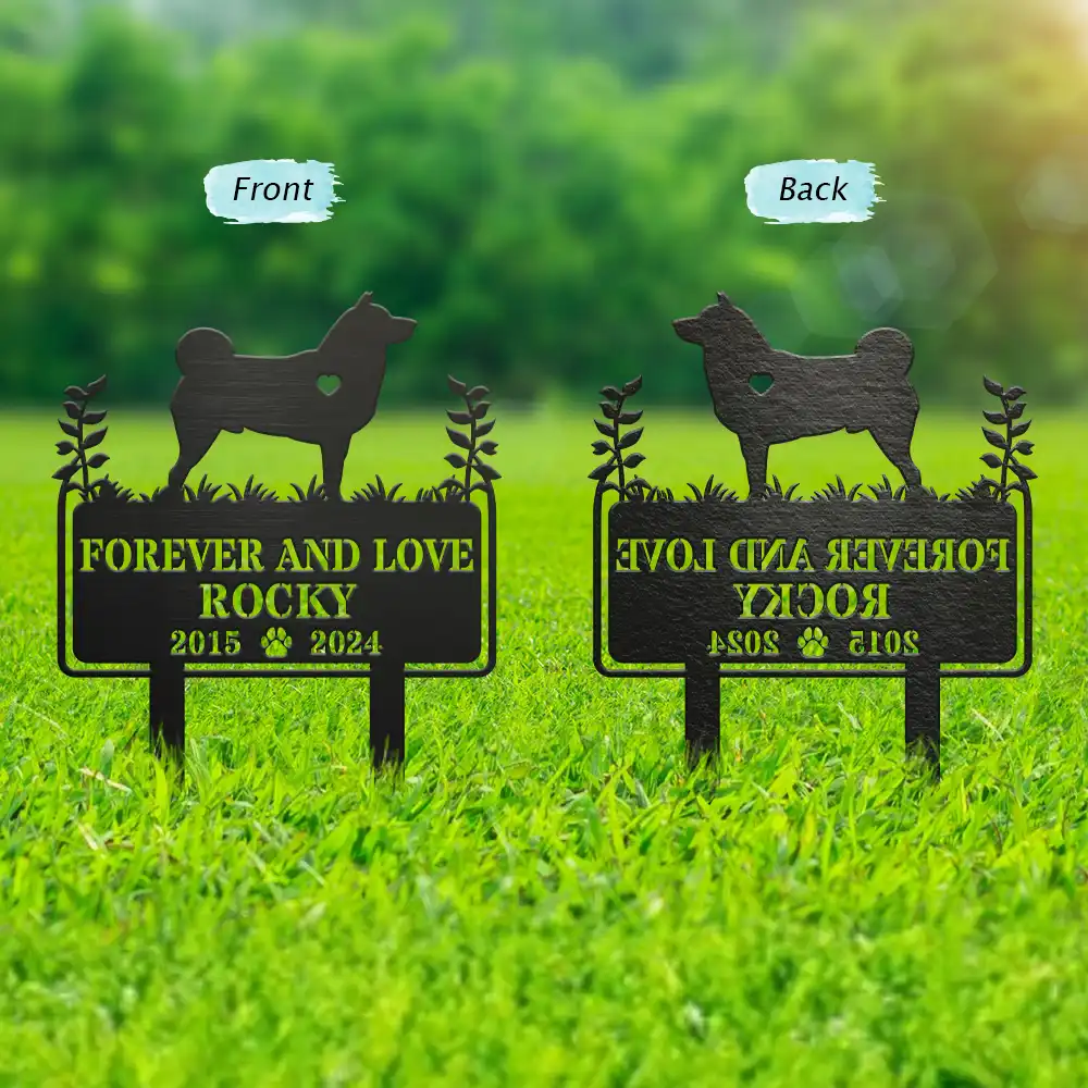 Forever Loved Dog Memorial - Personalized Metal Garden Stake - Image 2