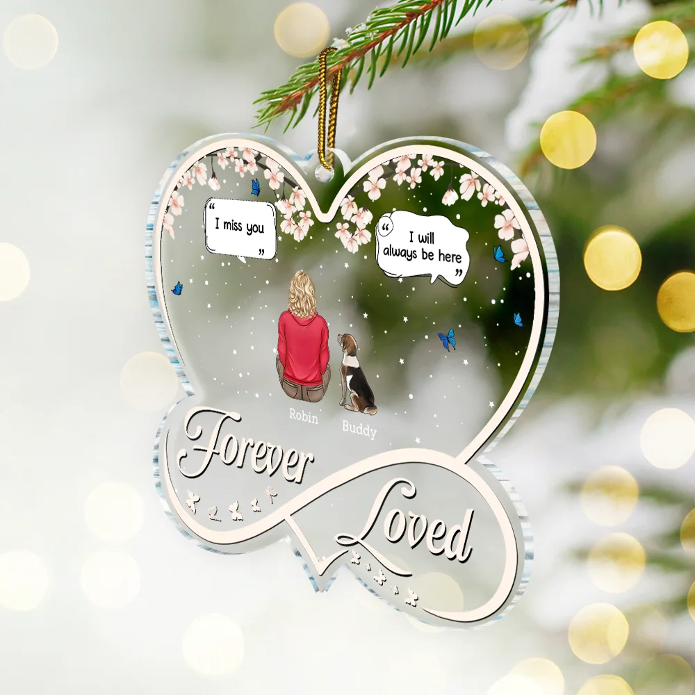 Forever Loved Memorial Dog Cat - Personalized Custom Shaped Acrylic Ornament - Image 2