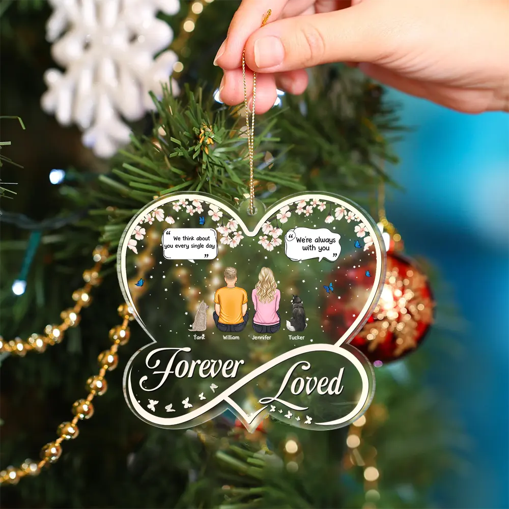 Forever Loved Memorial Dog Cat - Personalized Custom Shaped Acrylic Ornament - Image 4
