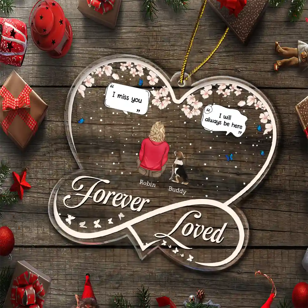 Forever Loved Memorial Dog Cat - Personalized Custom Shaped Acrylic Ornament - Image 5