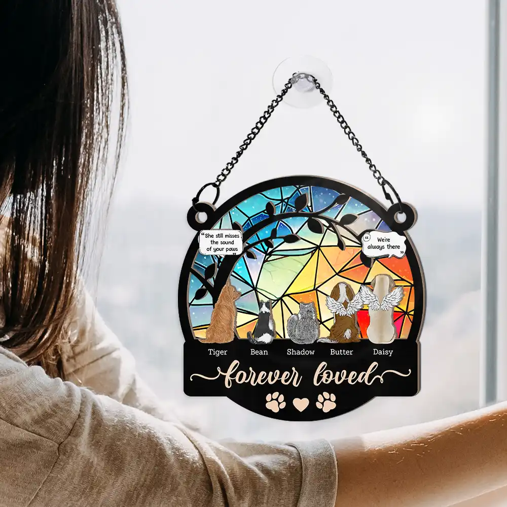 Forever Loved Memorial Pet - Personalized Window Hanging Suncatcher Ornament - Image 4